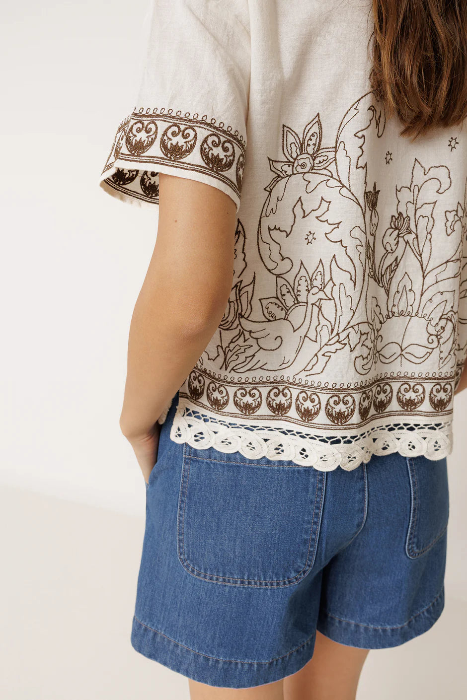 INDI AND COLD NATURAL EMBROIDERED SHIRT - White Bicycle