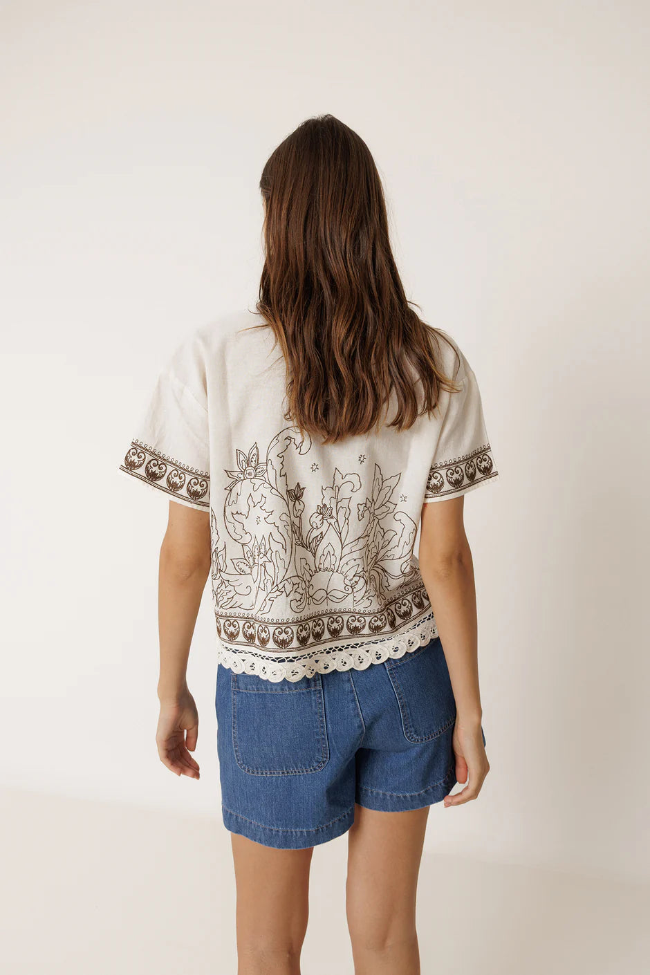 INDI AND COLD NATURAL EMBROIDERED SHIRT - White Bicycle