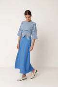 INDI AND COLD BLUE LINEN SKIRT - White Bicycle