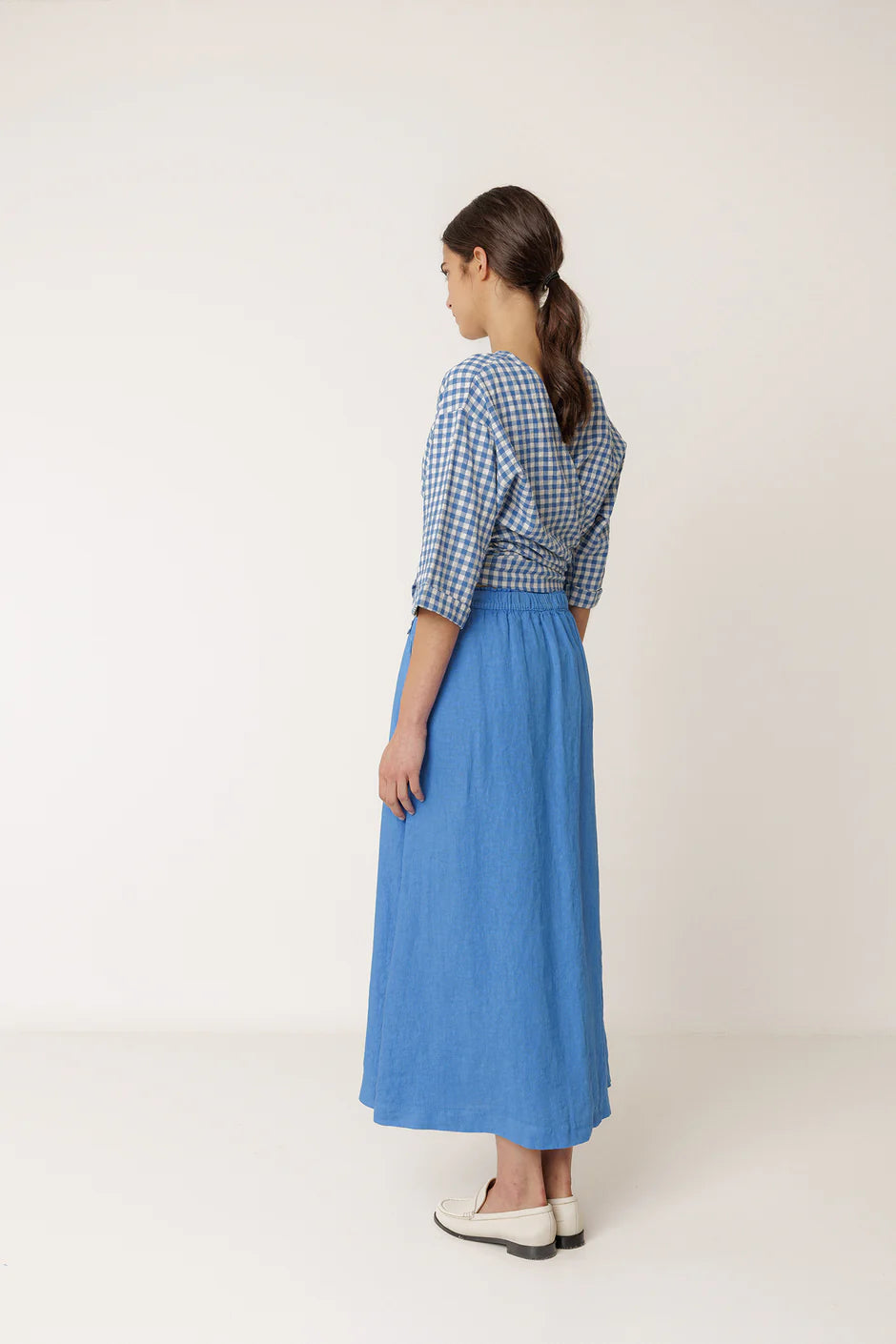 INDI AND COLD BLUE LINEN SKIRT - White Bicycle
