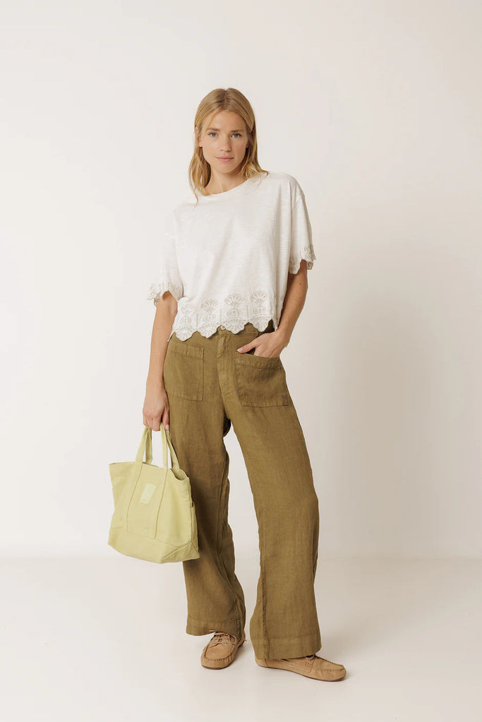 INDI AND COLD KHAKI LINEN TROUSERS