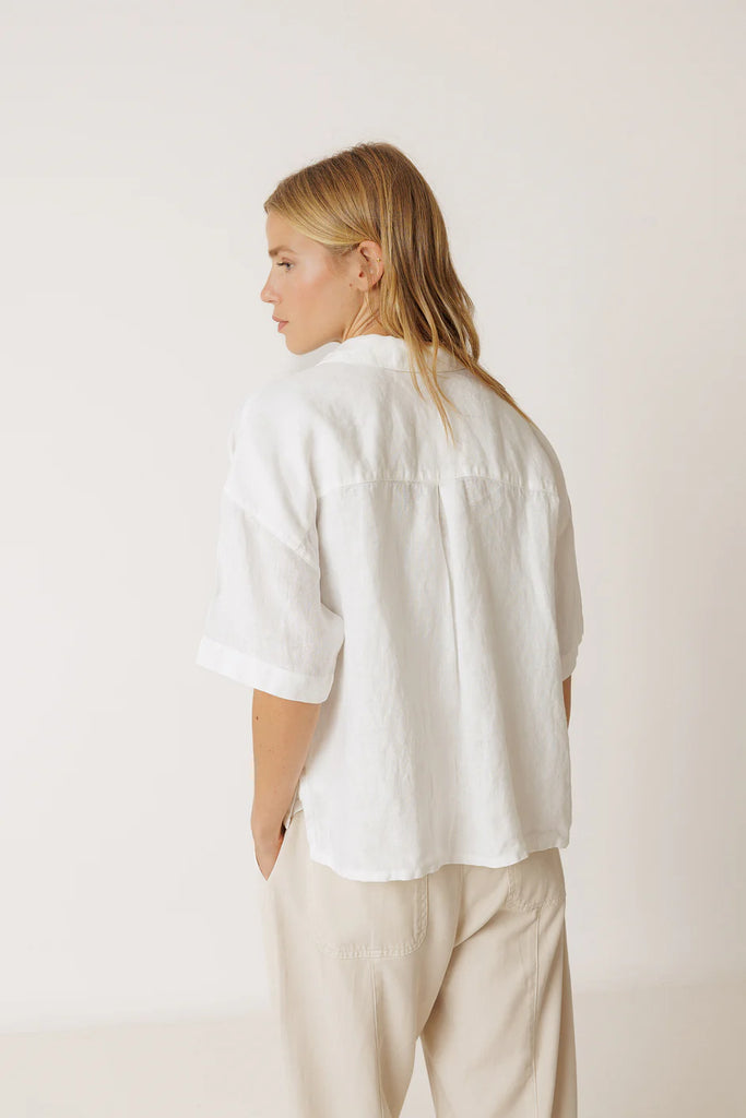 INDI AND COLD OFF-WHITE BOXY LINEN SHIRT - White Bicycle