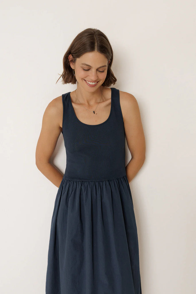 INDI AND COLD NAVY COTTON DRESS