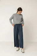 INDI AND COLD NAVY COTTON TROUSER - White Bicycle