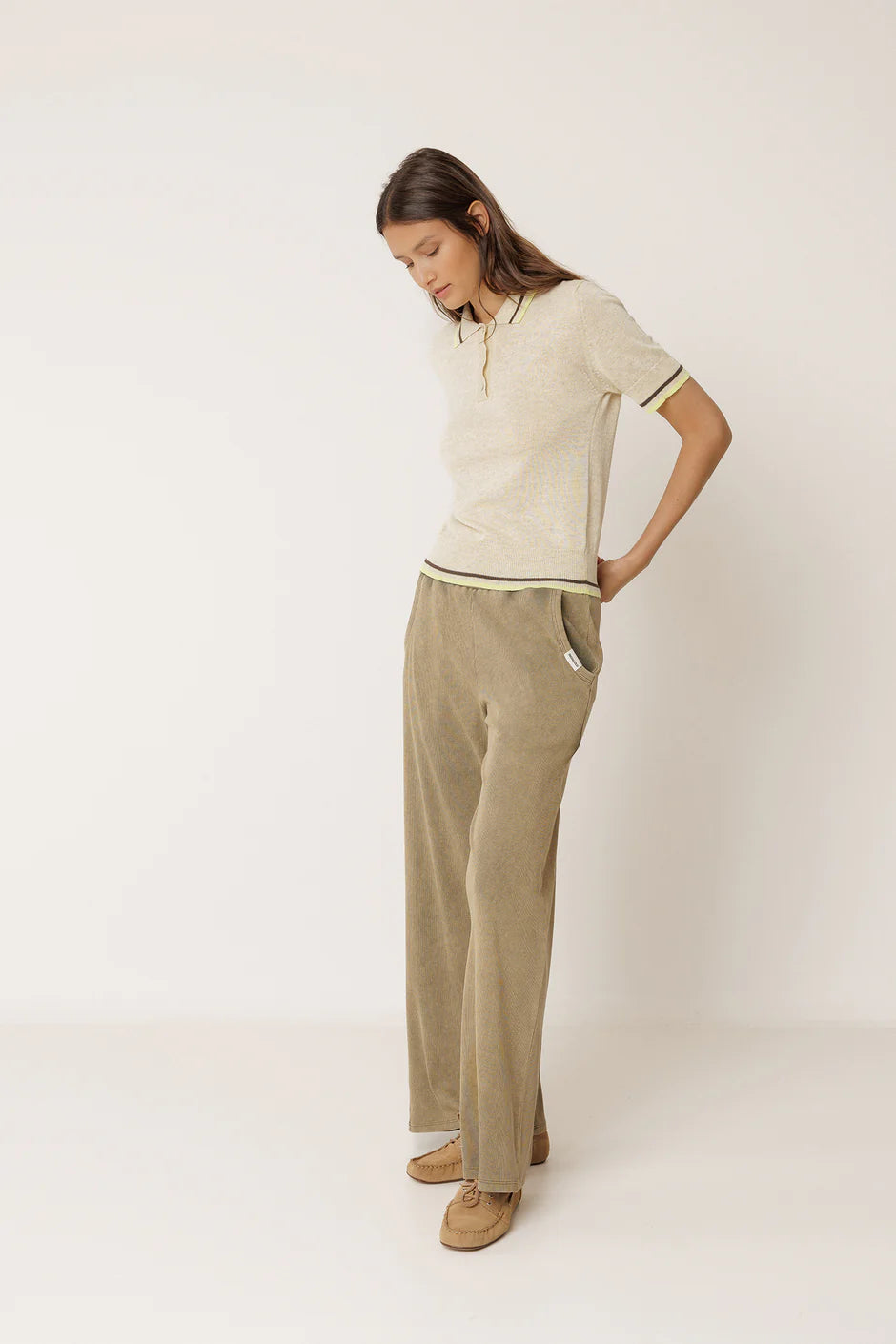 INDI AND COLD CONRAST POLO SHIRT KNIT - White Bicycle
