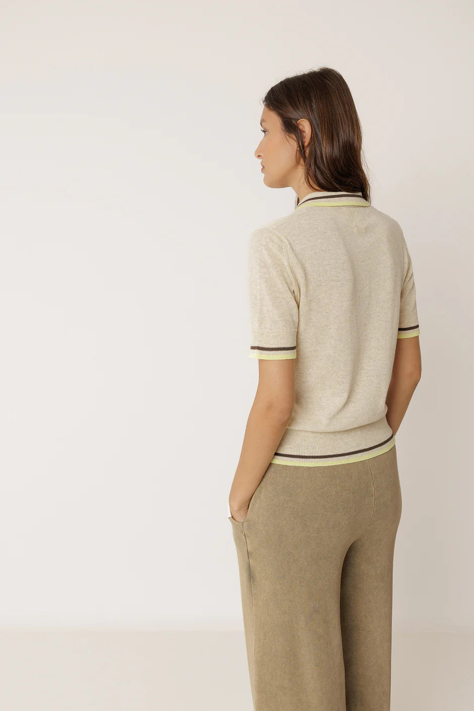 INDI AND COLD CONRAST POLO SHIRT KNIT - White Bicycle
