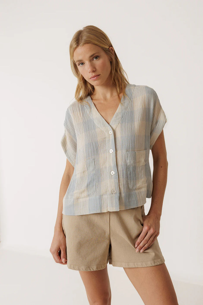INDI AND COLD BLUE GINGHAM SHIRT