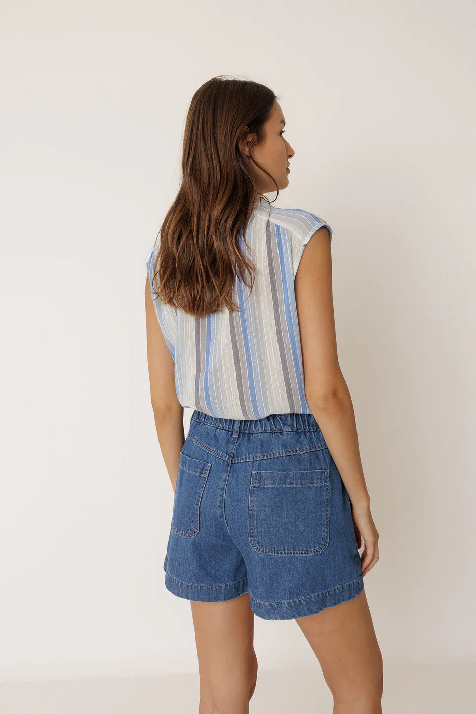 INDI AND COLD BLUE STRIPE SHIRT - White Bicycle