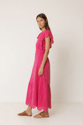 INDI AND COLD PINK EMBROIDERED MAXI DRESS - White Bicycle