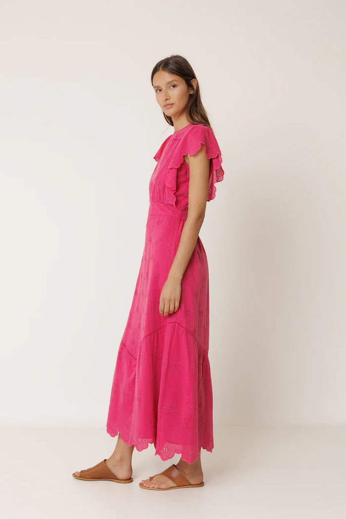 INDI AND COLD PINK EMBROIDERED MAXI DRESS