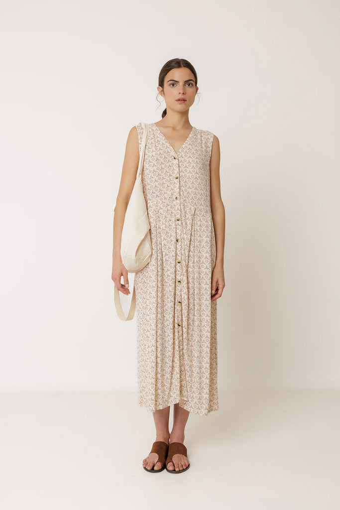 INDI AND COLD PATTERN MULTI POSITION DRESS - White Bicycle