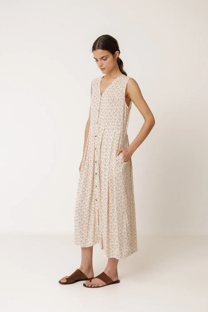 INDI AND COLD PATTERN MULTI POSITION DRESS - White Bicycle