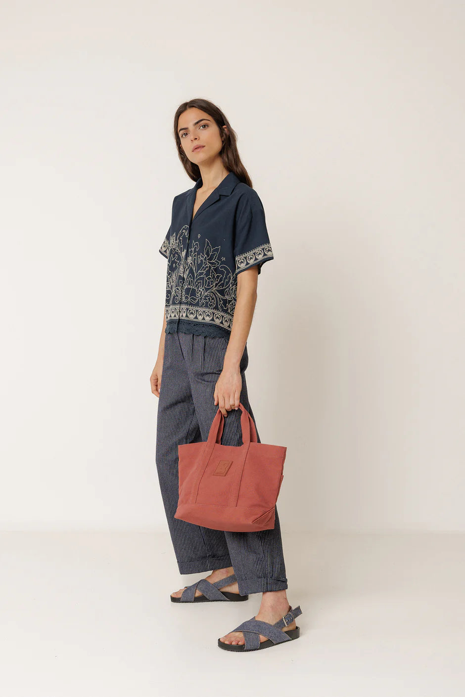 INDI AND COLD NAVY PINSTRIPE TROUSER - White Bicycle