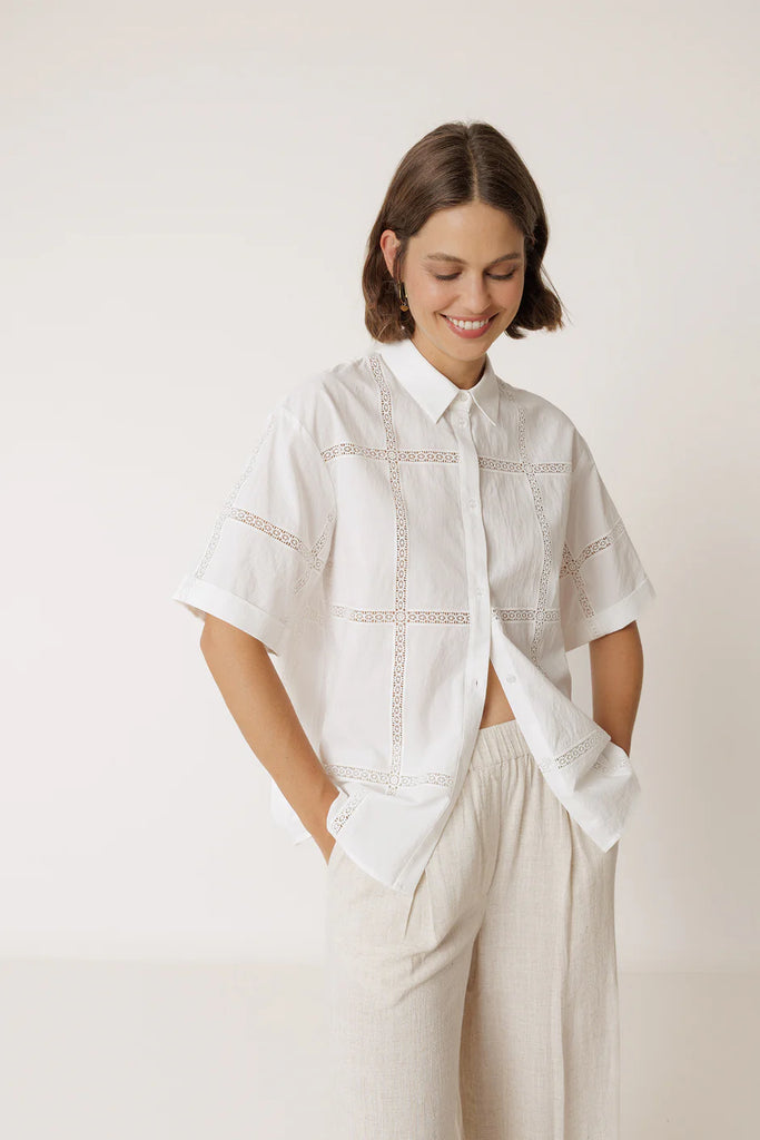 INDI AND COLD WHITE POPLIN SHIRT - White Bicycle