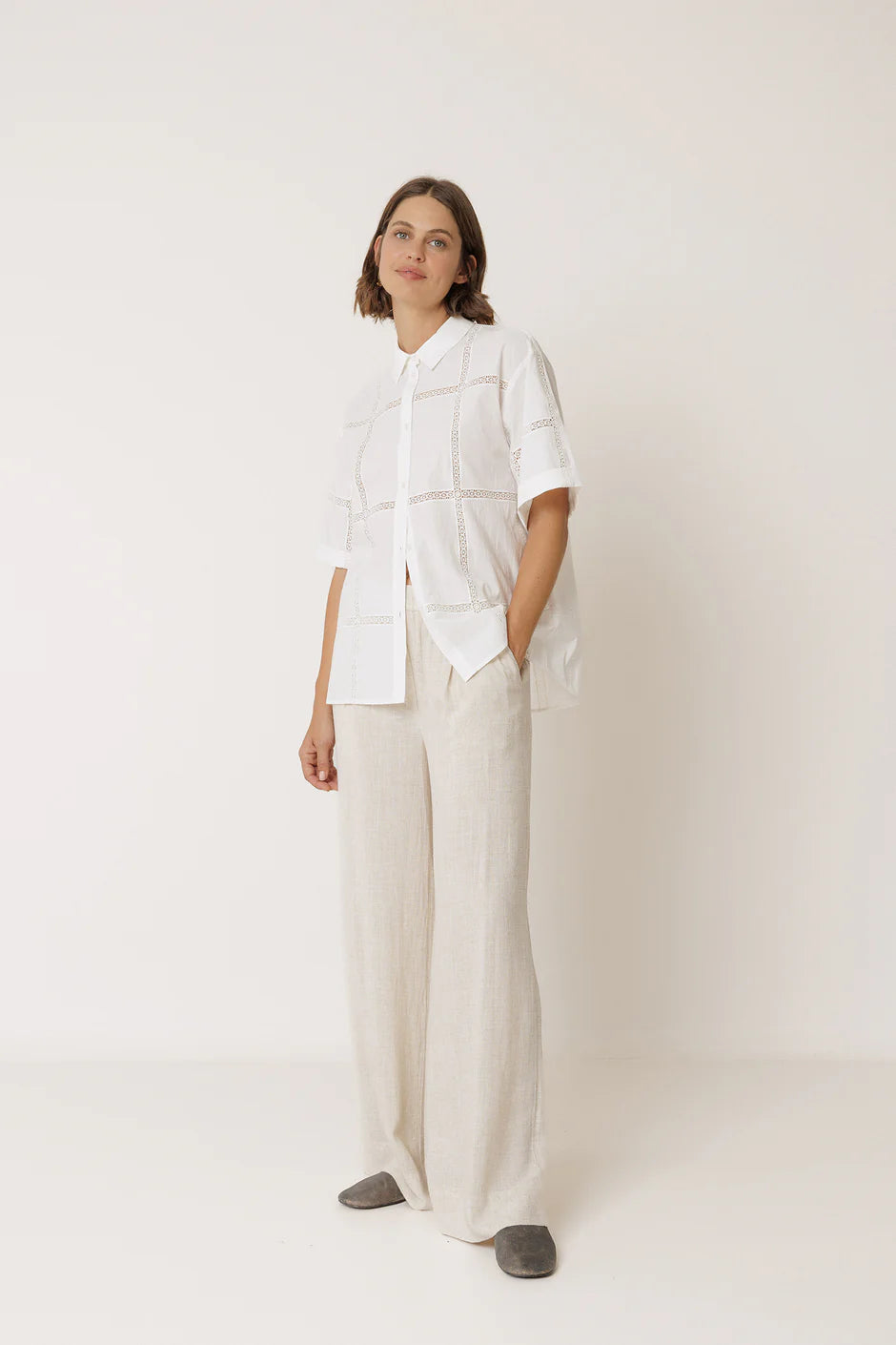 INDI AND COLD WHITE POPLIN SHIRT - White Bicycle