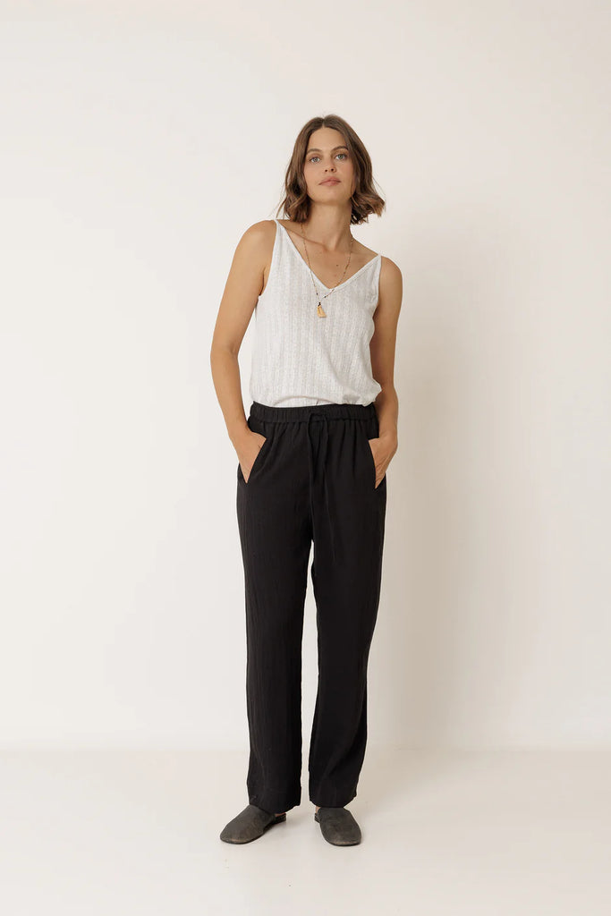 INDI AND COLD BLACK FLOWY DRAWSTRING TROUSER