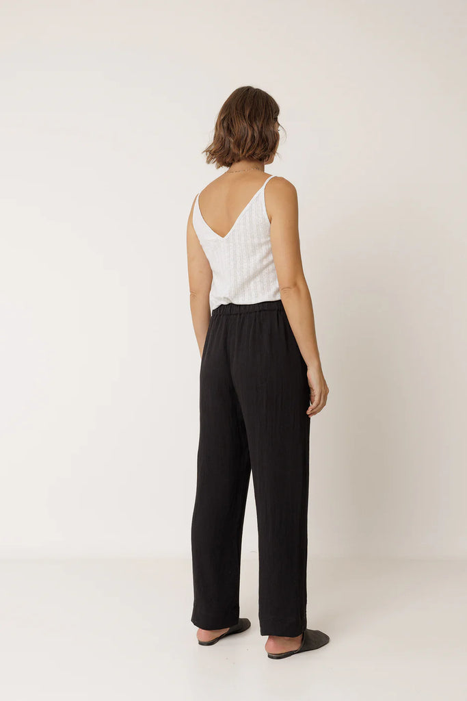 INDI AND COLD BLACK FLOWY DRAWSTRING TROUSER