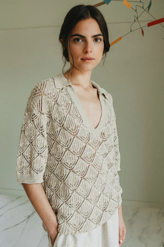 INDI AND COLD CROCHET KNIT TOP