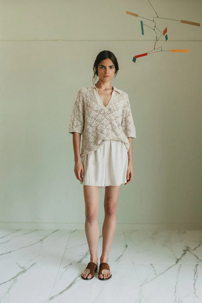 INDI AND COLD CROCHET KNIT TOP