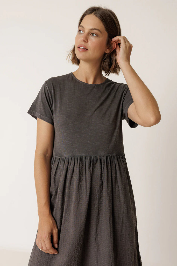 INDI AND COLD COMBINATION MIDI DRESS - White Bicycle