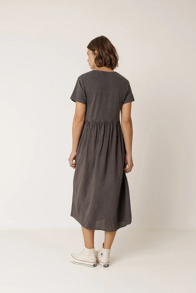INDI AND COLD COMBINATION MIDI DRESS - White Bicycle