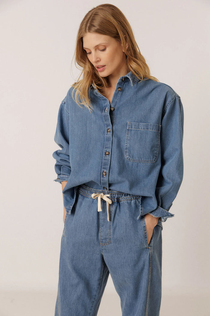 INDI AND COLD WIDE DENIM SHIRT