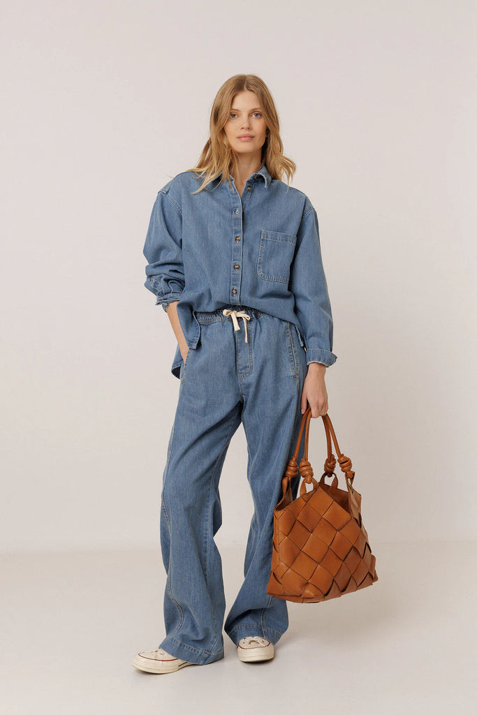 INDI AND COLD WIDE DENIM SHIRT