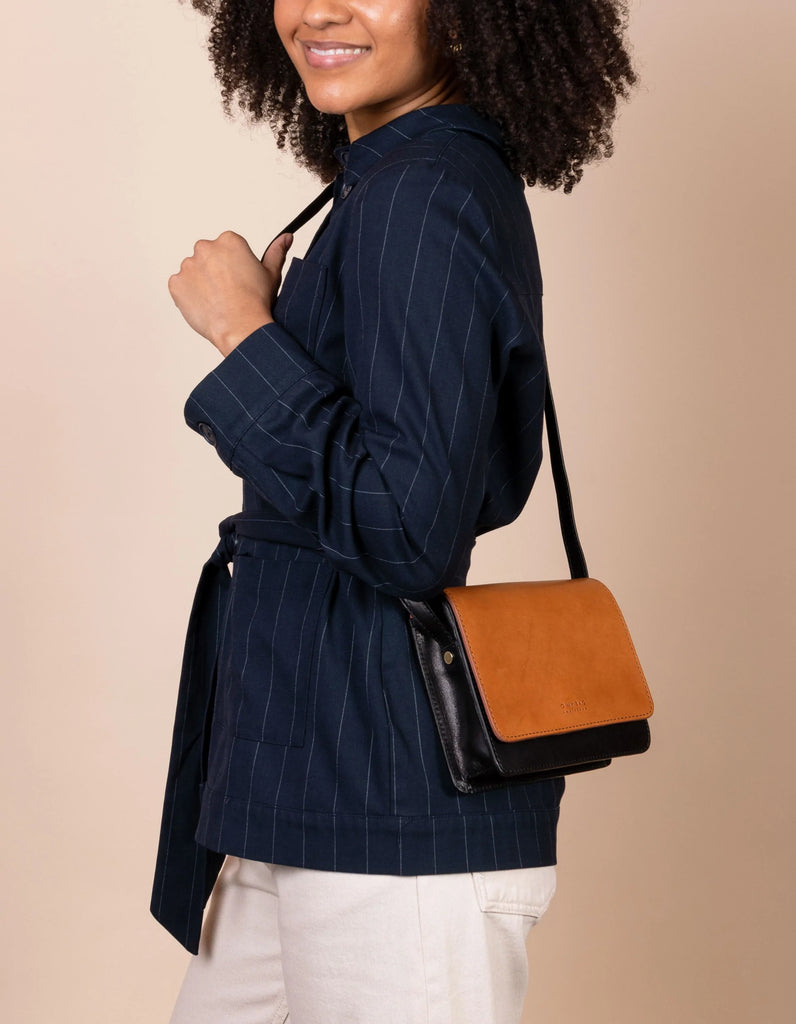 O MY BAG BLACK AND COGNAC AUDREY MINI